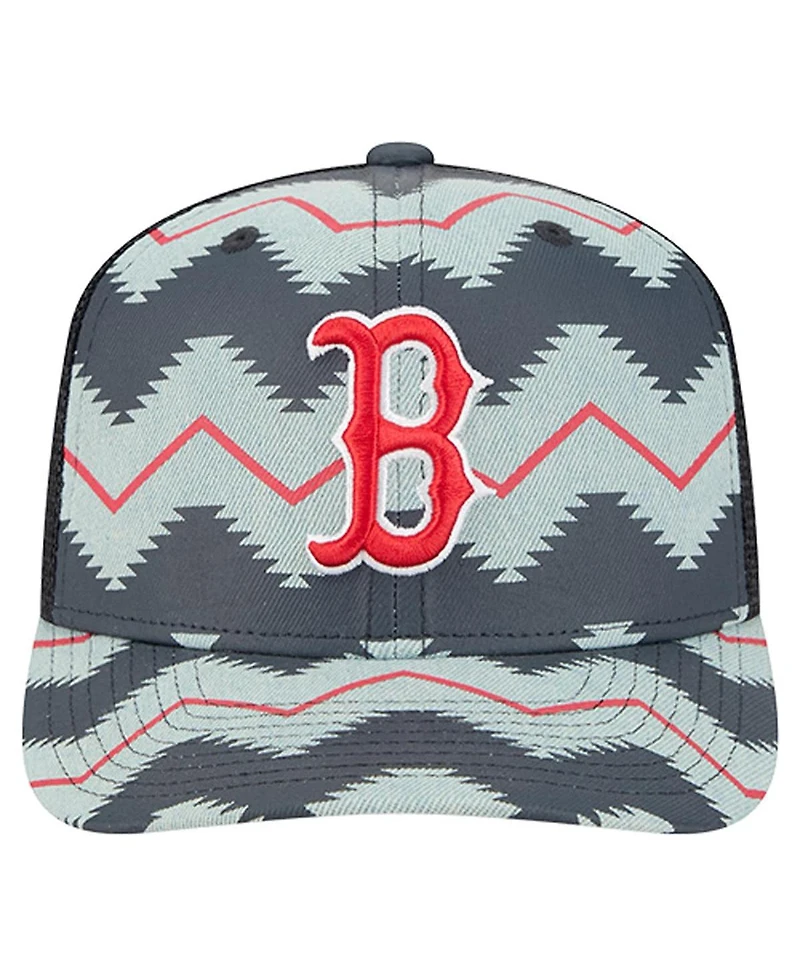 New Era Men's Denim/Navy Boston Red Sox Aztec Denim 9SEVENTY Adjustable Hat
