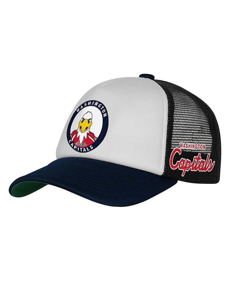 Mitchell & Ness Big Boys and Girls White Washington Capitals Mascot Adjustable Trucker Hat