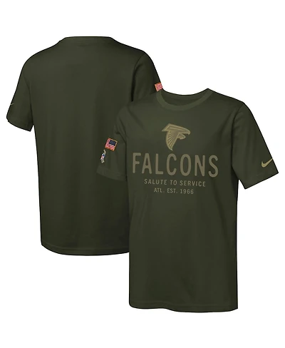 Nike Big Boys and Girls Olive Atlanta Falcons 2025 Salute to Service Sideline Dri-fit T-Shirt