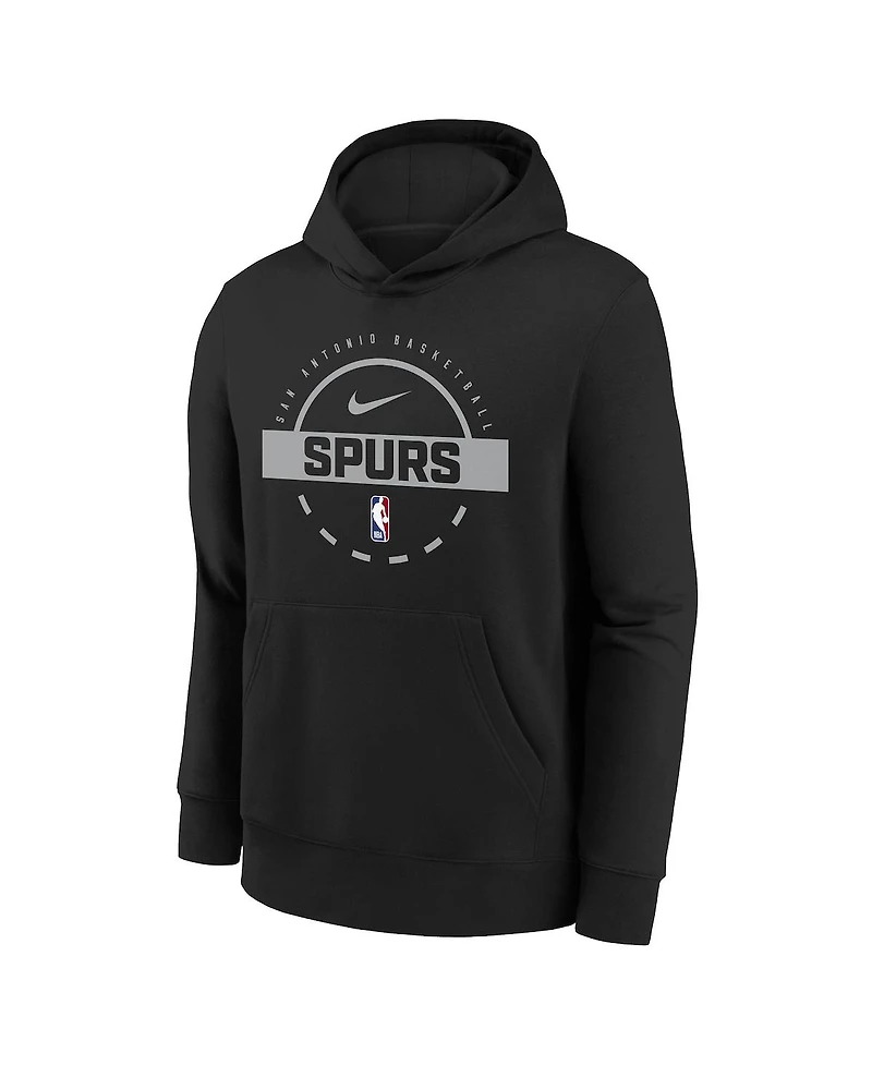 Nike Big Boys and Girls Black San Antonio Spurs 2025/26 Club Fleece Practice Hoodie