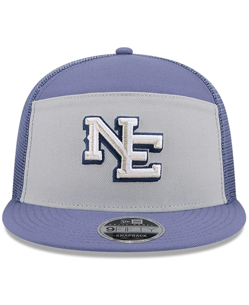 New Era Men's Gray/Meadow Blue New England Patriots 2025 Rivalries Collection Team Split Panel 9FIFTY Snapback Hat