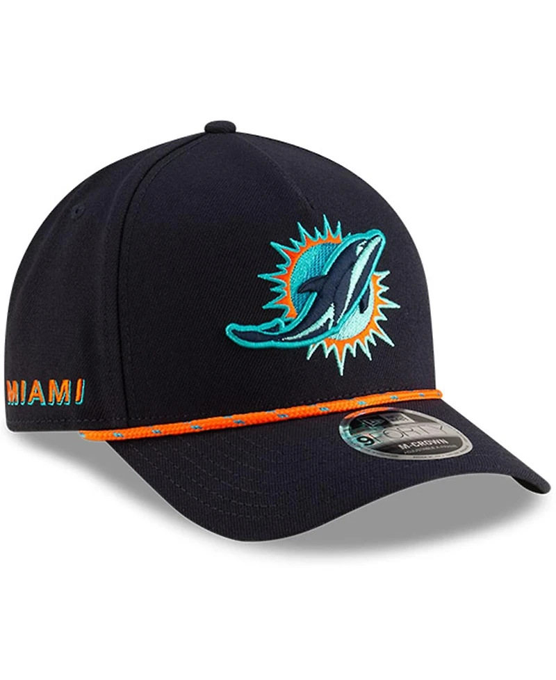 New Era Big Boys and Girls Pitch Blue Miami Dolphins 2025 Rivalries Collection 9FORTY A-Frame Adjustable Hat