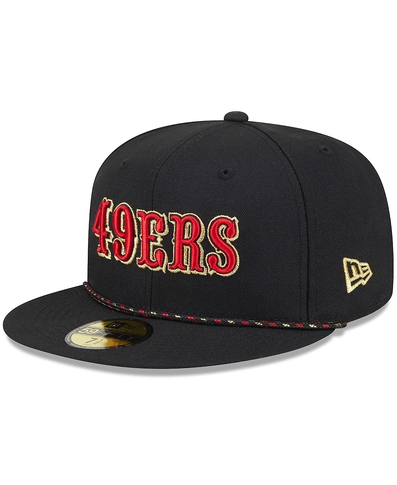 New Era Men's Black San Francisco 49ers 2025 Rivalries Collection Sideline Rope 59FIFTY Fitted Hat