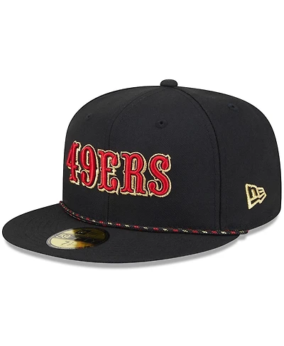 New Era Men's Black San Francisco 49ers 2025 Rivalries Collection Sideline Rope 59FIFTY Fitted Hat
