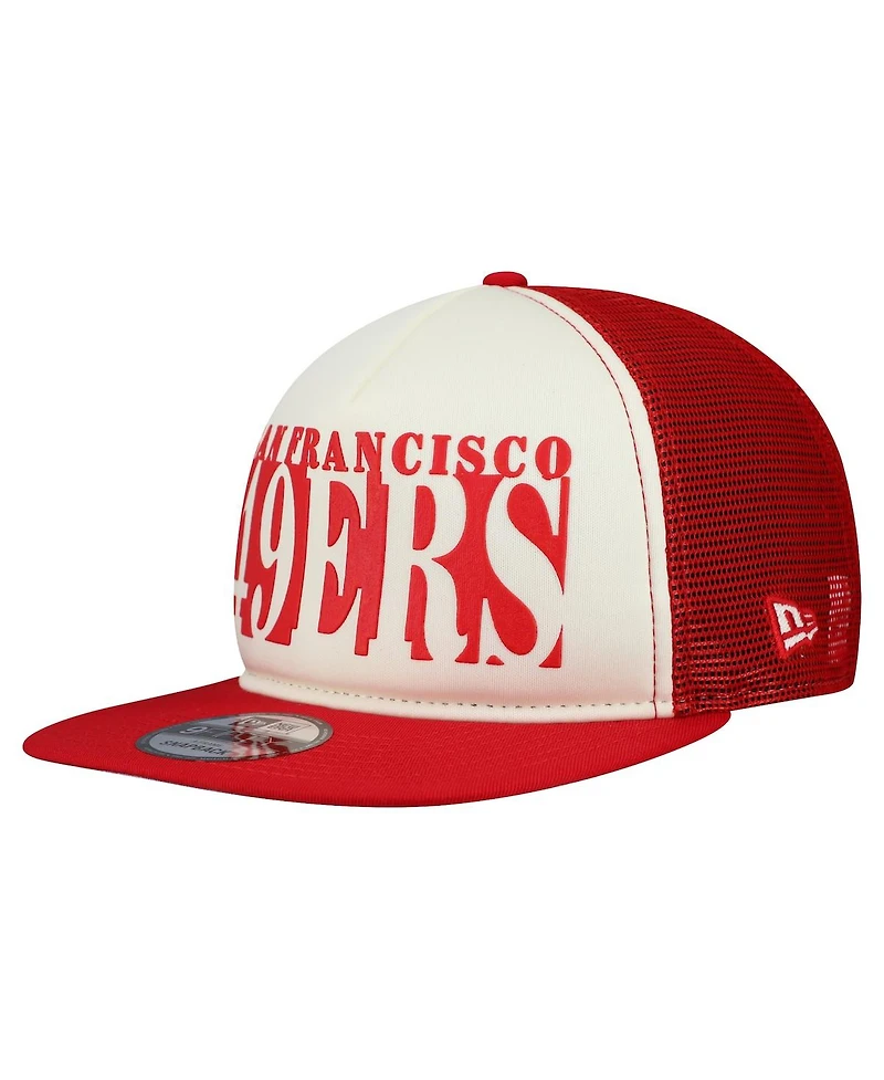 New Era Men's Cream/Scarlet San Francisco 49ers Cutout A-Frame 9FIFTY Snapback Hat