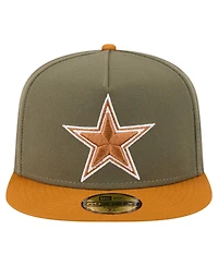 New Era Men's Olive/Brown Dallas Cowboys 2-Tone Color Pack A-Frame 59FIFTY Fitted Hat