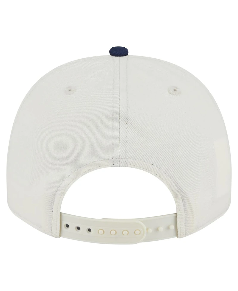 New Era Men's Cream/College Navy Seattle Seahawks Chainstitch A-Frame 9FIFTY Adjustable Hat