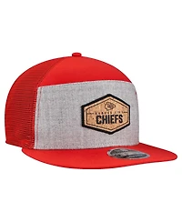 New Era Men's Gray/Red Kansas City Chiefs Cork Split Panel 9FIFTY Trucker Snapback Hat