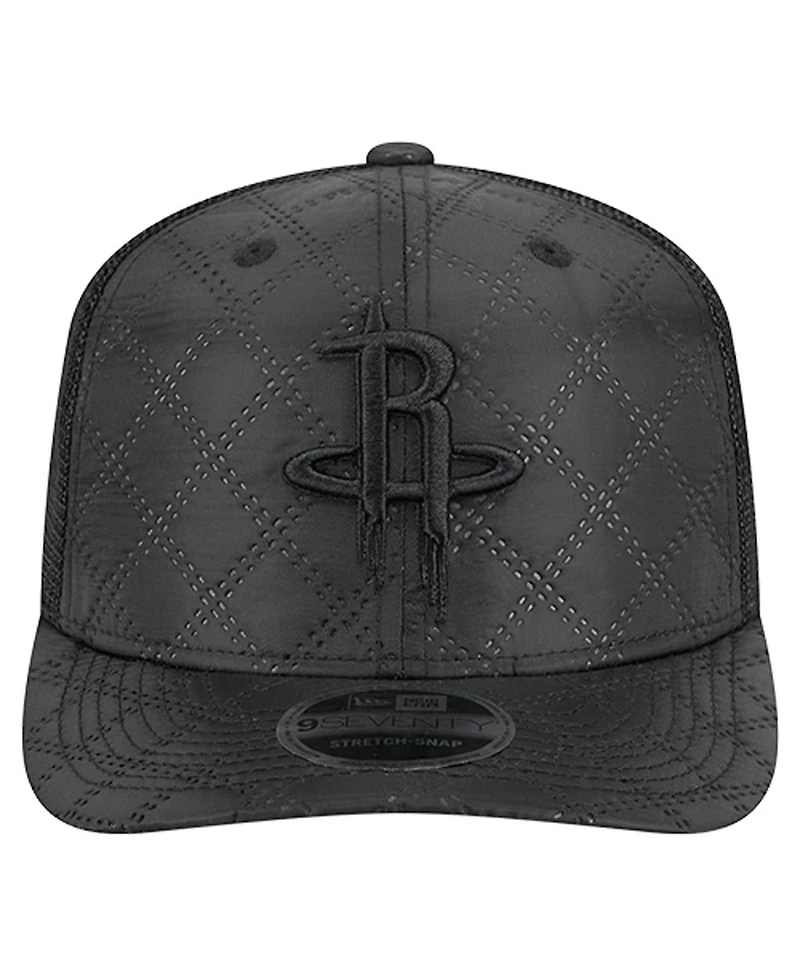 New Era Men's Black Houston Rockets Quilted 9SEVENTY Trucker Adjustable Hat