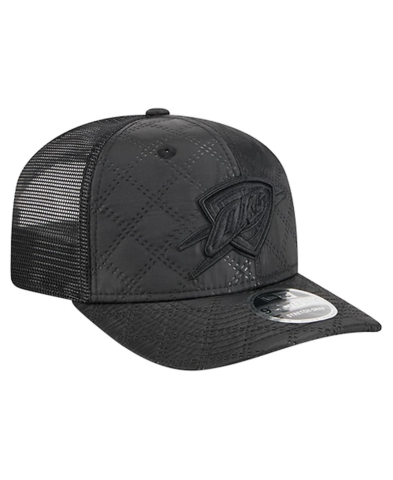 New Era Men's Black Oklahoma City Thunder Quilted 9SEVENTY Trucker Adjustable Hat