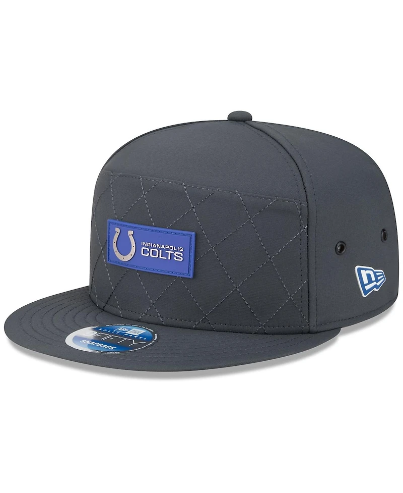 New Era Men's Charcoal Indianapolis Colts 2025 Sideline Cold Weather Split Panel 9FIFTY Snapback Hat