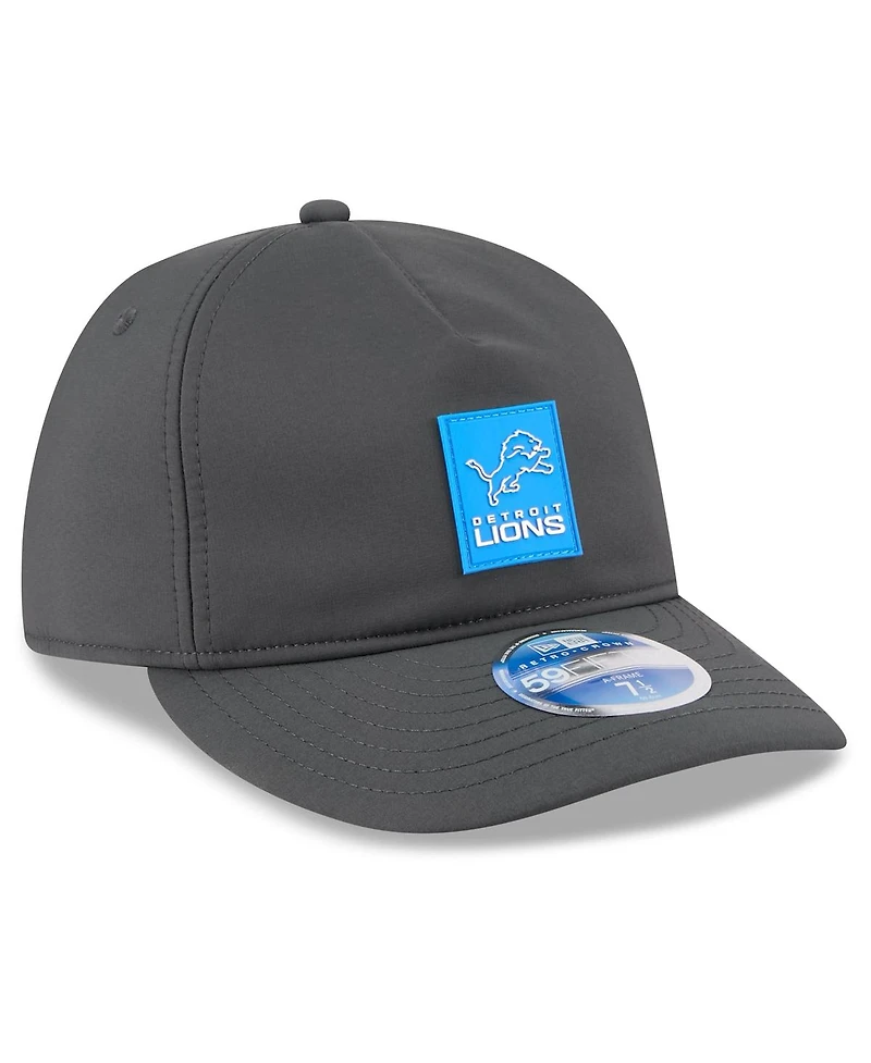 New Era Men's Charcoal Detroit Lions 2025 Sideline Cold Weather Retro Crown 59FIFTY Fitted Hat