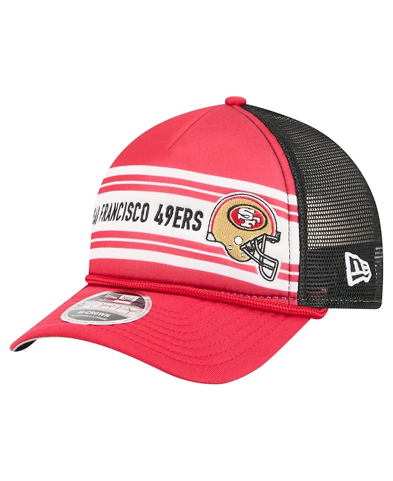 New Era Men's Red San Francisco 49ers Linear A-Frame 9FORTY Adjustable Hat