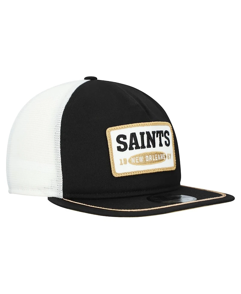 New Era Men's Black/White New Orleans Saints Patch 19TWENTY Adjustable Hat