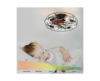 20-inch Rustic Minimalist Style Black Caged Indoor 3 Blades Ceiling Fan Light with Remote Control Support Six Speed Ajustable and Timing Function