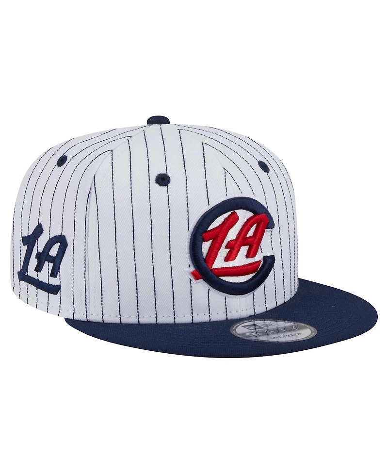 New Era Men's White La Clippers Deceptor Pinstripe 9FIFTY Snapback Hat