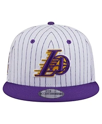 New Era Men's White Los Angeles Lakers Deceptor Pinstripe 9FIFTY Snapback Hat