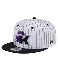 New Era Men's White Sacramento Kings Deceptor Pinstripe 9FIFTY Snapback Hat