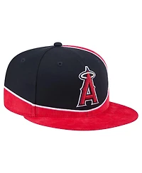 New Era Men's Red/Navy Los Angeles Angels Retro Split Corduroy Snapback Hat