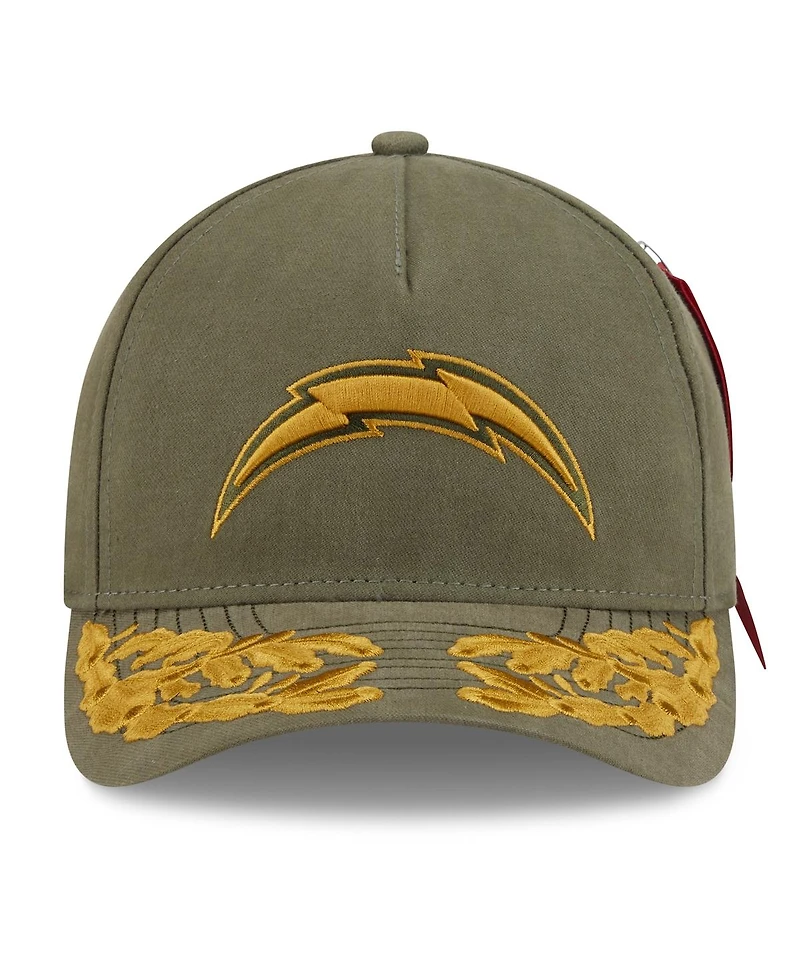 New Era x Alpha Men's Industries Olive Los Angeles Chargers A-Frame 9FORTY Adjustable Hat