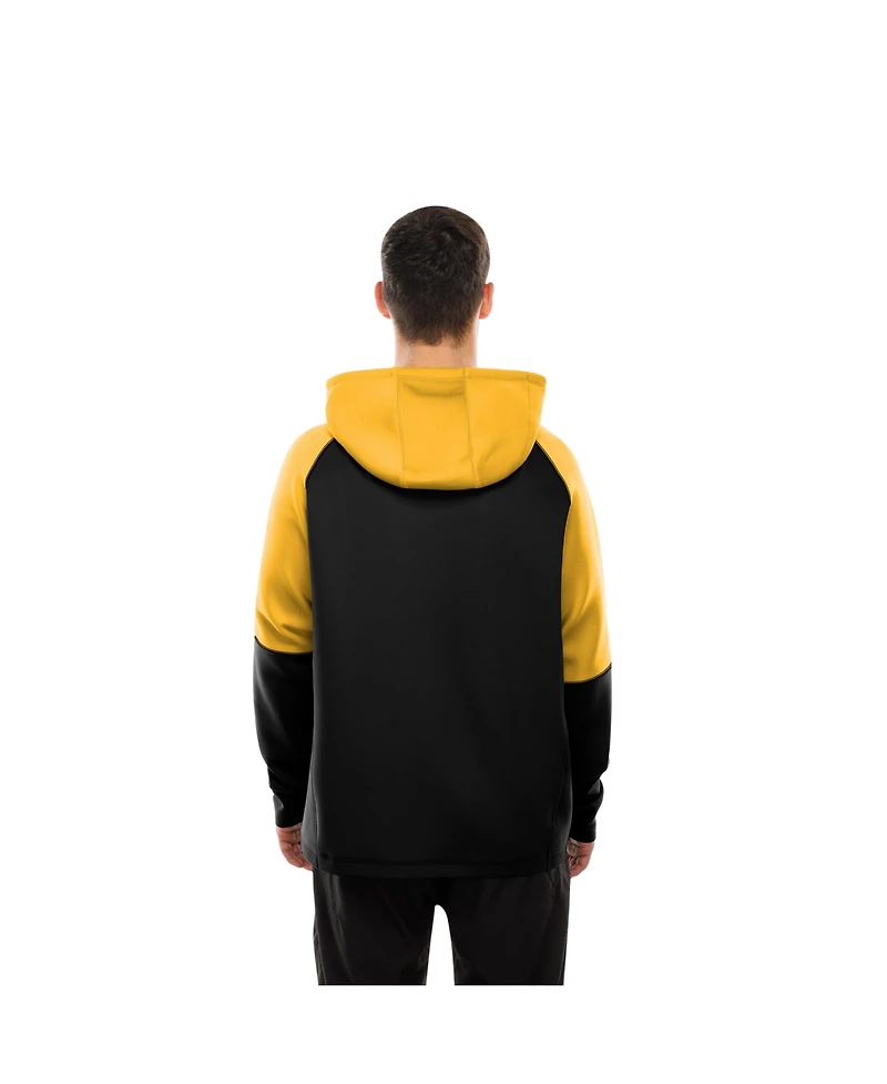New Era Men's Black Pittsburgh Steelers Combine Authentic Color Block Raglan Pullover Hoodie