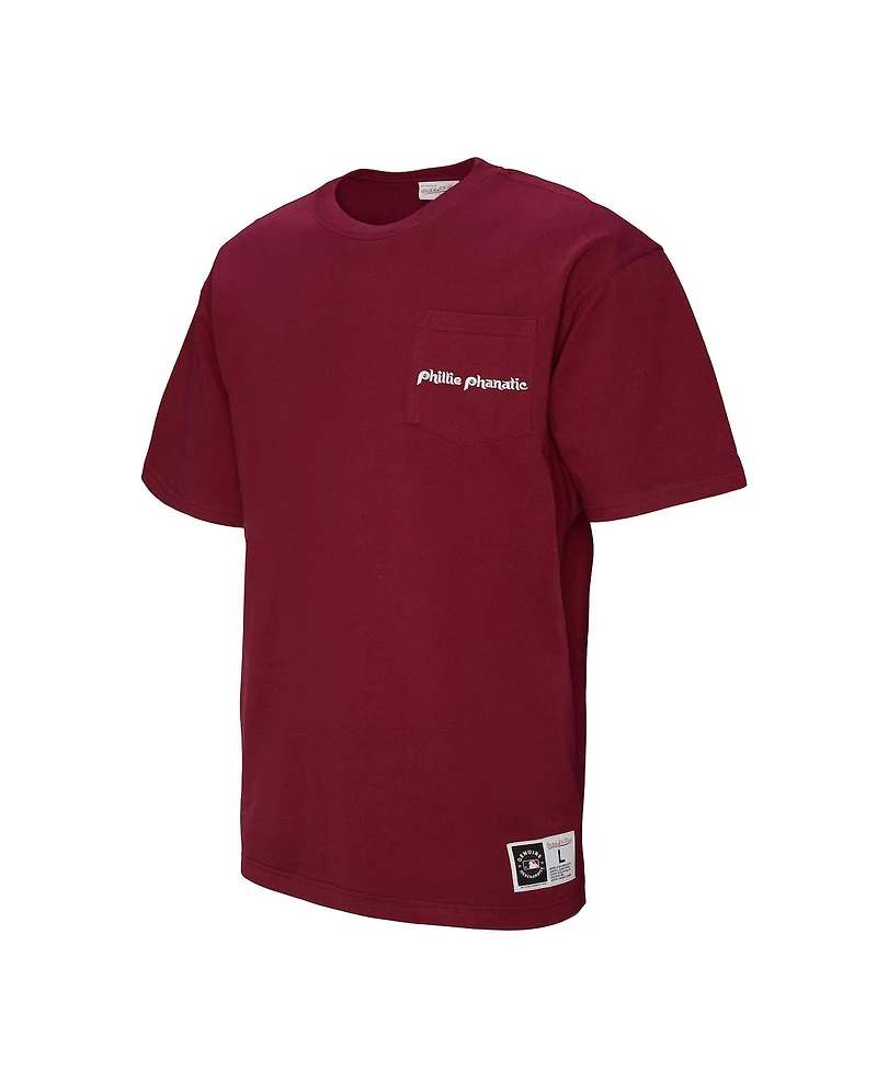 Mitchell & Ness Men's Burgundy Philadelphia Phillies Double Hit Mascot Pocket T-Shirt