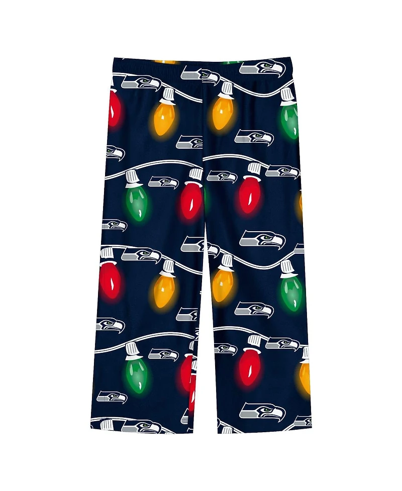 Outerstuff Big Boys and Girls 2-Piece Seattle Seahawks Garland Holiday Long Sleeve Pajama Set
