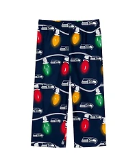 Outerstuff Big Boys and Girls 2-Piece Seattle Seahawks Garland Holiday Long Sleeve Pajama Set