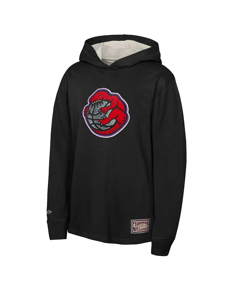 Mitchell & Ness Big Boys and Girls Black Toronto Raptors Hardwood Classics Lightweight Thermal Long Sleeve Hoodie T-Shirt