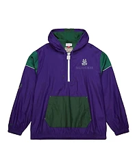Mitchell & Ness Men's and Women's Purple Milwaukee Bucks Hardwood Classics Team Og 3.0 Anorak Half-Zip Windbreaker Jacket