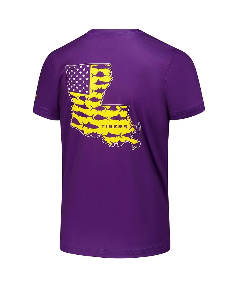 Columbia Big Boys and Girls Purple Lsu Tigers Terminal Tackle Omni-Shade T-Shirt