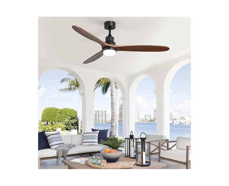 60-inch Modern Minimalist Style Black 3-Blade Ceiling Fan with Led Light and Remote Control
