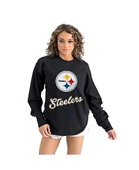 Gameday Couture Women's Black Pittsburgh Steelers Oversized Long Sleeve T-Shirt