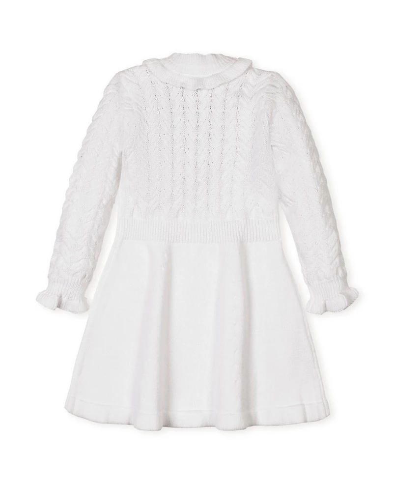 Hope & Henry Little and Big Girls' Organic Chunky Ruffle Edge Sweater Dress