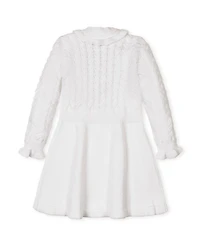 Hope & Henry Little and Big Girls' Organic Chunky Ruffle Edge Sweater Dress