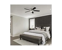 52-inch Modern Sand Nickel 5 blades Three-color Dimmable Ceiling Fan Led Light with Six-speed Remote Control and Timing Function