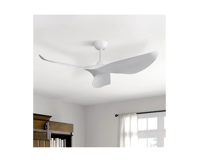 38-inch Modern White 3-Blade without Light Ceiling Fan with Six Speed Remote Control and Timing Function for Indoor