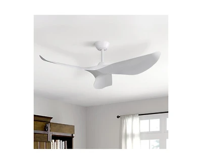 38-inch Modern White 3-Blade without Light Ceiling Fan with Six Speed Remote Control and Timing Function for Indoor