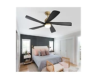 52-inch Modern Stylish Golden 5-Blade Ceiling Fan with Remote Control and Light Source