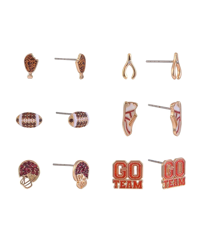 Hallmark Football Themed 6pk Stud Earring Set