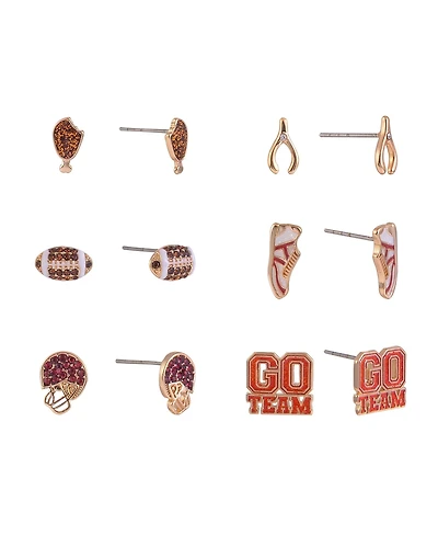 Hallmark Football Themed 6pk Stud Earring Set