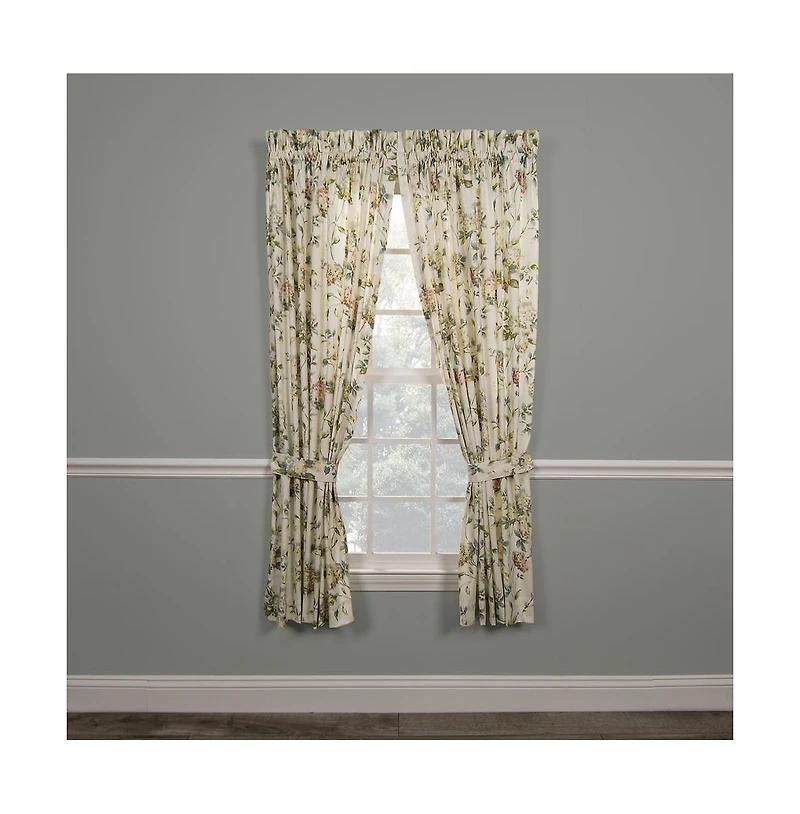 Ellis Curtain Abigail 100 Percent High Quality 2-Piece Window Rod Pocket Panel Pairs With 2 Tie Backs - 90x84" - 90" x 84" Multicolor