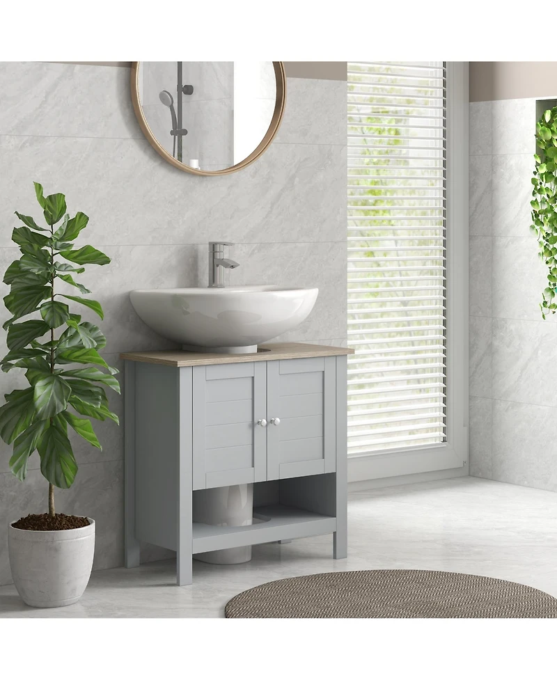 Airsurfer Bathroom Storage Cabinet Under Sink Cabinet Bathroom Vanity Cabinet with Adjustable Shelf and Open Bottom Shelf Gray