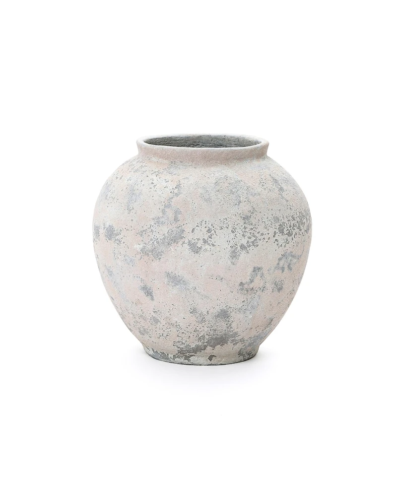 LuxenHome 10.7" Mottled Gray Cement Globe Vase, Round Decorative Accent for Home Decor