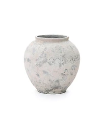 LuxenHome 10.7" Mottled Gray Cement Globe Vase, Round Decorative Accent for Home Decor