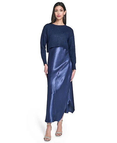 Vince Camuto Women's Crewneck Slip Dress with Sweater