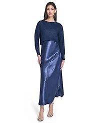 Vince Camuto Women's Crewneck Slip Dress with Sweater