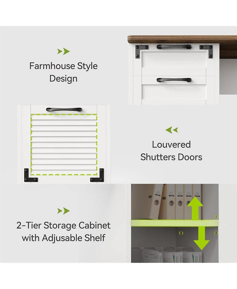 Tribesigns L Shaped Gaming Desk, Computer Desk，59" Wooden Executive Desk with File Drawer & Adjustable Storage Cabinet