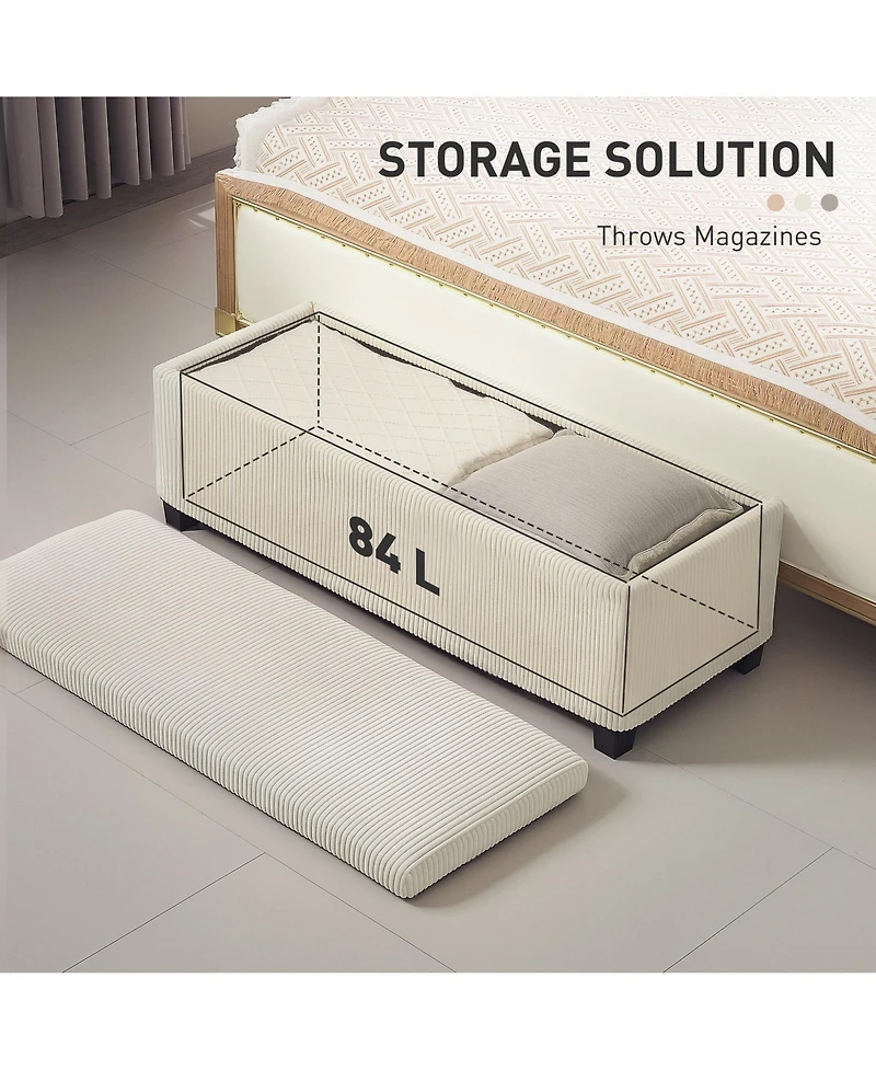 Homcom 44" Storage Ottoman Bench with Lid, Leg, Foot Rest,