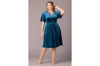 Women's Plus Angelic Velvet Midi Cocktail Dress with Pockets